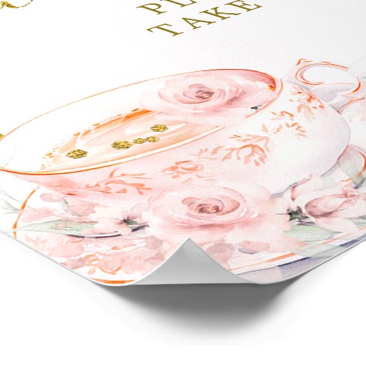 Roze Goud Bloemen Vrijgezellenfeest Tea Party Favo Poster (Hoek)