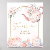 Roze Goud Bloemen Vrijgezellenfeest Tea Party Favo Poster (Voorkant)