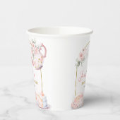 Roze Goud Bloemen Vrijgezellenfeest Tea Party Papieren Bekers (Links)