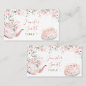 Roze Goud Bloemen Vrijgezellenfeest Tea Party Plaatskaartje (Voorkant / Achterkant)