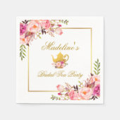 Roze Goud Bloemen Vrijgezellenfeest Tea Party Servet (Voorkant)