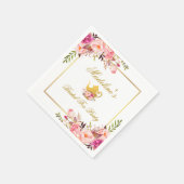 Roze Goud Bloemen Vrijgezellenfeest Tea Party Servet (Hoek)