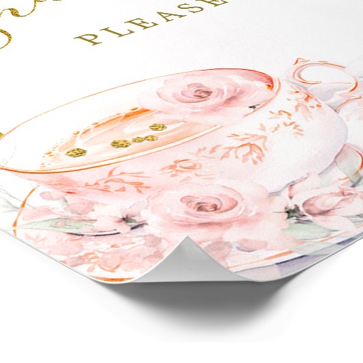 Roze Goud Bloemen Vrijgezellenfeest Tea Party Snac Poster (Hoek)