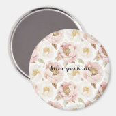Roze Goud Bloemendesign Magneet (Voorkant / Achterkant)
