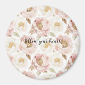 Roze Goud Bloemendesign Magneet (Voorkant)