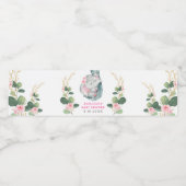  roze goud bloemenolifant Baby shower gunst Waterfles Etiket (Enkel label)