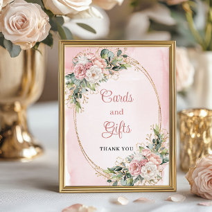 Roze Goud Bloemige Eucalyptus Kaarten en Cadeaus B Poster