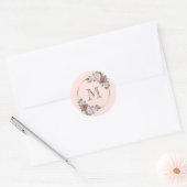 Roze Goud Bloemige Monogram Initiaal Ronde Sticker (Envelop)
