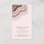 Roze Goud Blozen Agate Geode Oorbellen Displaykaar Visitekaartje (Achterkant)