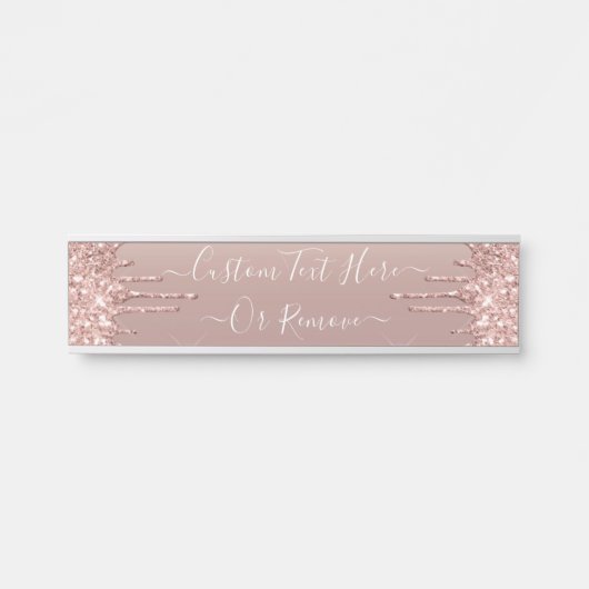 Roze Goud Blozen Glitter Glans Drips Aangepaste Te Deurbordje (Voorkant)