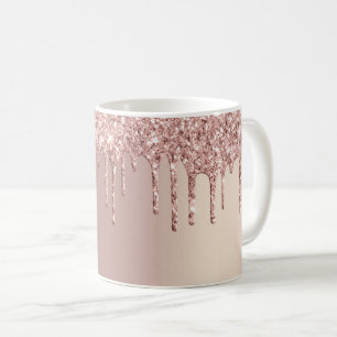 Roze Goud Blozen Glitter Glans Druppels Koffiemok