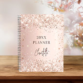 Roze goud blozen glitter naam script glam 2023 planner