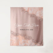 Roze Goud Blozen Roze Agaat Geode Glitters Bruilof Wandkleed (Voorkant)