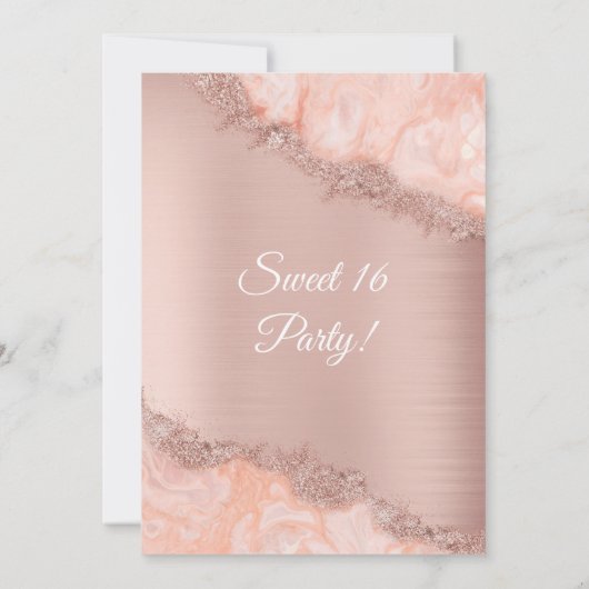 Roze Goud Blozen Roze Agaat Geode Glitters Sweet 1 Kaart (Achterkant)