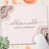 Roze Goud Blozen Roze Glitter Agat Geode Muismat