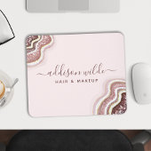 Roze Goud Blozen Roze Glitter Agat Geode Muismat