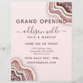 Roze Goud Blozen Roze Glitter Agate Geode Zakelijk Flyer (Achterkant)