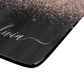 Roze Goud Blozen Roze Glitter Script Monogram Meis Snijplank (Hoek)