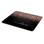 Roze Goud Blozen Roze Glitter Script Monogram Meis Snijplank (Hoek)