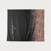 Roze Goud Blozen Roze Glitter Script Monogram Meis Wandkleed (Voorkant (horizontaal))