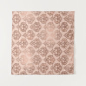 Roze Goud Blozen Roze Moderne Glam Damast Wandkleed (Voorkant (horizontaal))