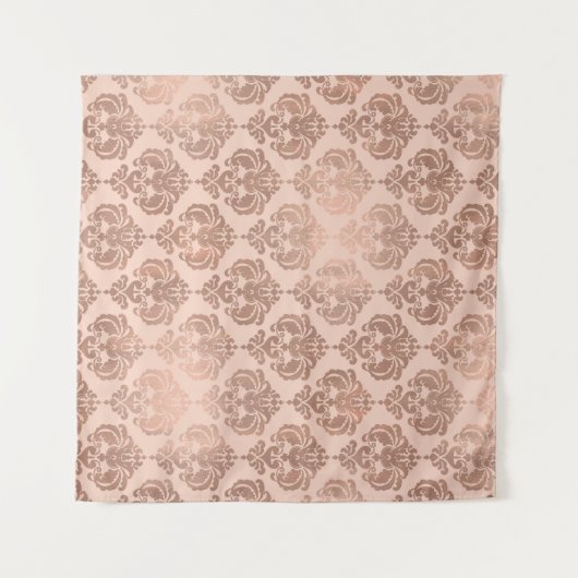 Roze Goud Blozen Roze Moderne Glam Damast Wandkleed (Voorkant (horizontaal))