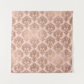 Roze Goud Blozen Roze Moderne Glam Damast Wandkleed (Voorkant)