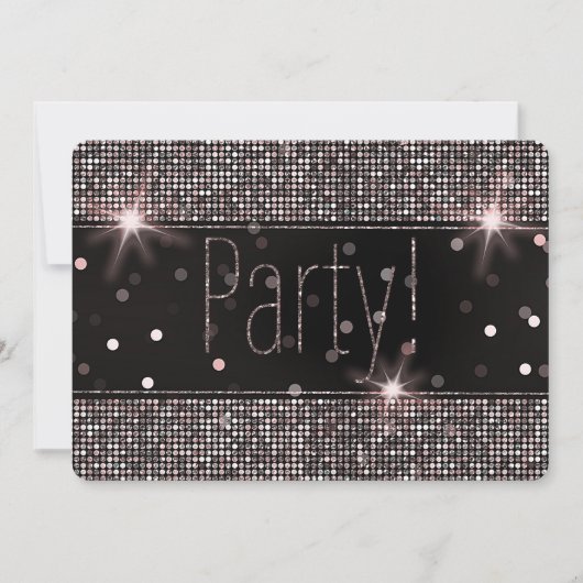 Roze Goud Blozen Roze Zilver Glitters Glans Feest Kaart (Voorkant)