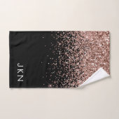 Roze Goud Blozen Roze Zwart Glitter Monogram Meisj Handdoek (Handdoek)