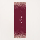 Roze Goud Blozend Roze Glitters Bourgondië Monogra Yogamat (Voorkant)