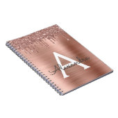 Roze Goud - Blozende Roze Glitter Metaal Monogram  Notitieboek (Rechterzijde)