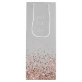 Roze Goud Blozende Roze Glitter Schrift Monogram V Wijn Cadeautas (Voorkant)
