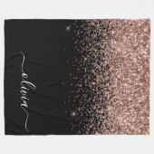 Roze Goud Blozende Roze Glitter Script Monogram Me Fleece Deken (Voorkant (Horizontaal))