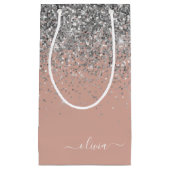 Roze Goud Blozende Roze Zilver Glitter Monogram Jo Klein Cadeauzakje (Voorkant)