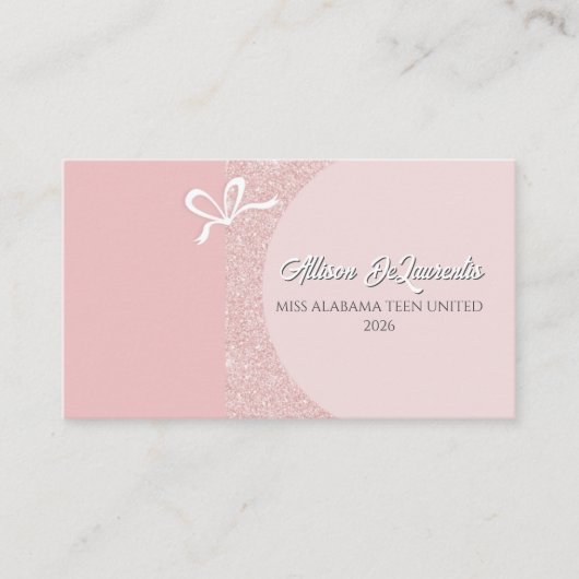 Roze Goud Blush Glamour Wedstrijdnaamkaart Visitekaartje (Voorkant)