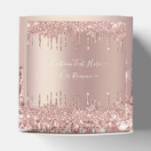 Roze Goud Blush Glitter Aangepaste Tekst Naam Favo Bedankdoosjes (Bovenkant)