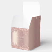 Roze Goud Blush Glitter Aangepaste Tekst Naam Favo Bedankdoosjes (Geopend)