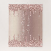Roze Goud Blush Glitter Glans Drips Aangepaste Tek Legpuzzel (Verticaal)