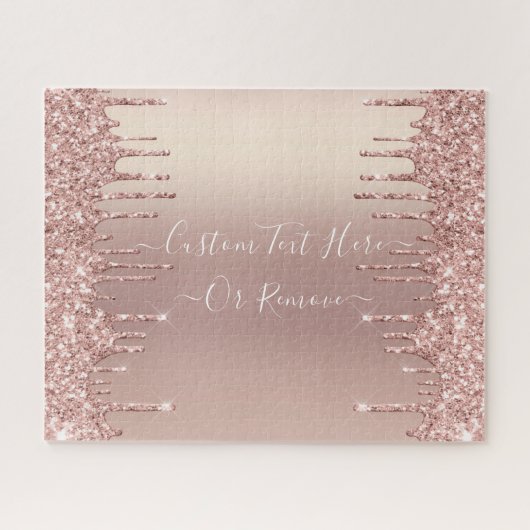 Roze Goud Blush Glitter Glans Drips Aangepaste Tek Legpuzzel (Horizontaal)
