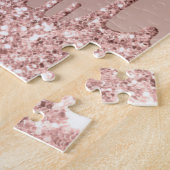 Roze Goud Blush Glitter Glans Drips Aangepaste Tek Legpuzzel (Zijkant)