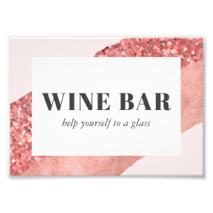 Roze Goud, Blush & Lovertjes Wijnbar Foto Afdruk