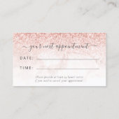 Roze Goud Blush Marmer Glitter Script Afspraak Visitekaartje (Achterkant)