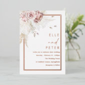 Roze Goud & Blush Mooie Bruiloft Folie Uitnodiging (Staand Voorkant)