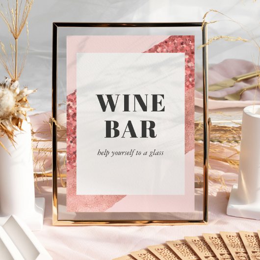 Roze Goud, Blush & Paillet Bruiloft Wine Bar Poster