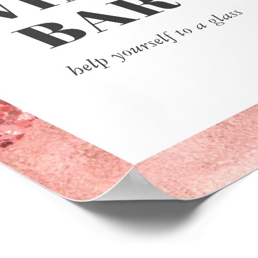 Roze Goud, Blush & Pailletten Bruiloft Wine Bar Poster (Hoek)