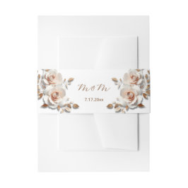Roze Goud Blush Roze 3D Rozen Jouw Namen Trouwen Uitnodigingen Wikkel