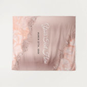 Roze Goud Blush Roze Agaat Geode Glitter Bruiloft  Wandkleed (Voorkant (horizontaal))