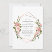 Roze Goud & Blush Roze Bloemige Viering van het Le Kaart (Voorkant)
