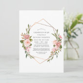 Roze Goud & Blush Roze Bloemige Viering van het Le Kaart (Staand voorkant)