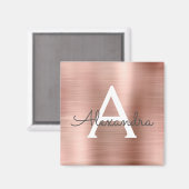 Roze Goud - Blush Roze Geborsteld Metalen Monogram Magneet (Voorkant / Achterkant)